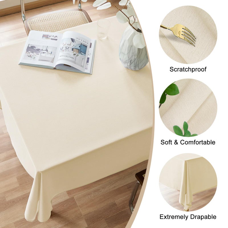 AUSSPVOCT Textured Tablecloth Rectangle 52x70 Water Resistant Spill-Proof Wipeable Cream Table Cloth Wrinkle Free Fabric Dining Table Cover for Thanksgiving Fall Party Farmhouse Kitchen Decor - Image 2
